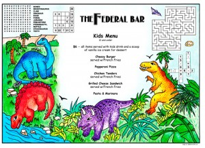 Colorful children's activity menus for restaurants