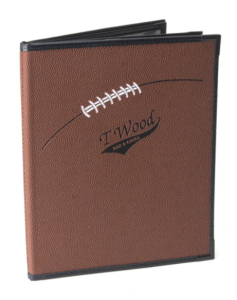 Sports Bar Menu Covers in Football Theme Book Style with Clear Pockets