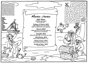 Pirate Kid's Coloring Placemats for Restaurants