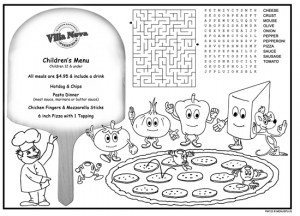 Kid's Coloring Placemats for Restaurants