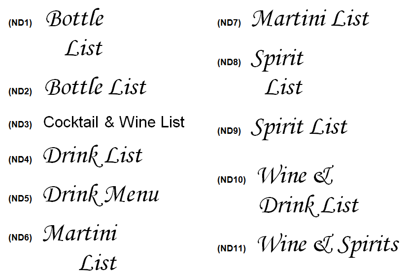 Wine List Covers decoration choices