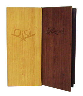 Faux Wood Menu Covers with case made constrution