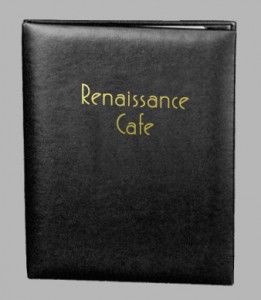 Quick Ship casebound leather restaurant menu cover